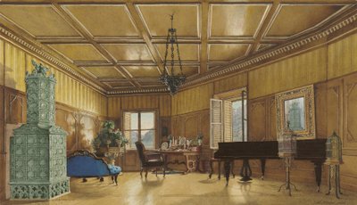 La sala de música de la Archiduquesa Margarita, Princesa de Sajonia, en Schloss Ambras, 1870-9 de Heinrich von Förster